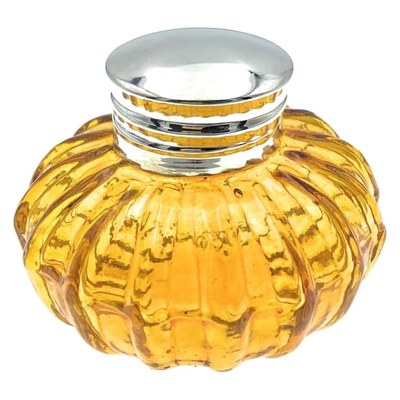 YfulYdempany Round Swirled Amber Glass Inkwell, 3 Inch Diameter X 2.25 Inch Tall
