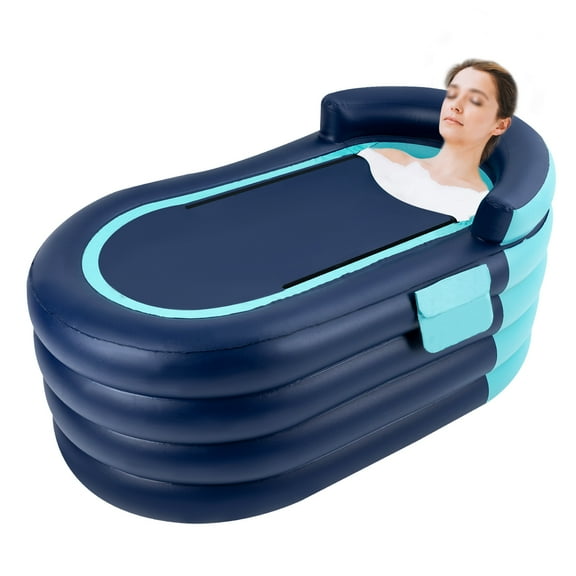 Yg-C123140-4 Inflatable Adult Bathtub with Wireless Electric Air Pump,Suitable For Hot Water Bath & Ice Bath (Blue) Rectangular 220lbs