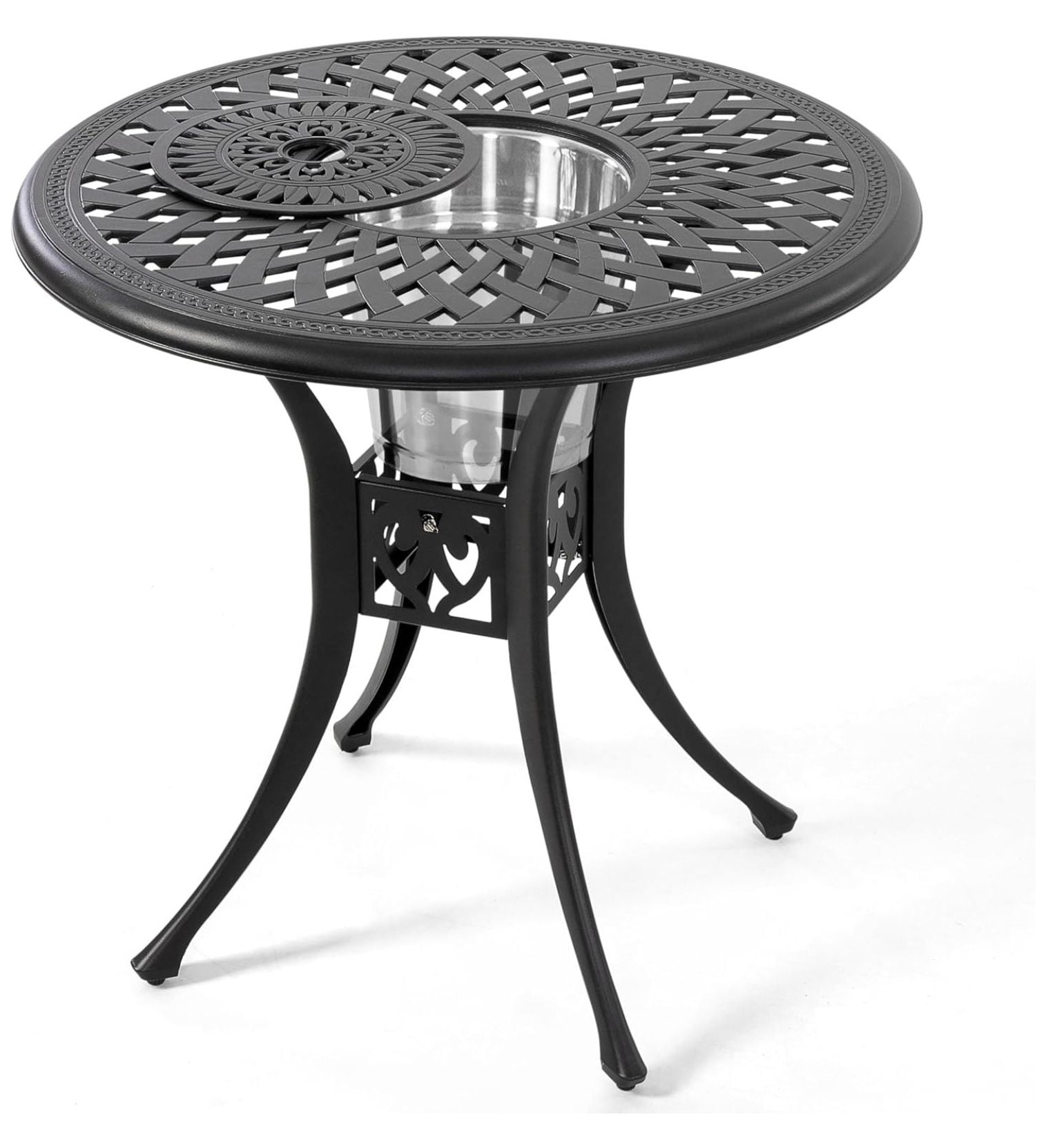 YgIRTID 30 Inch Patio Dining Table, Cast Aluminum Round Outdoor Table