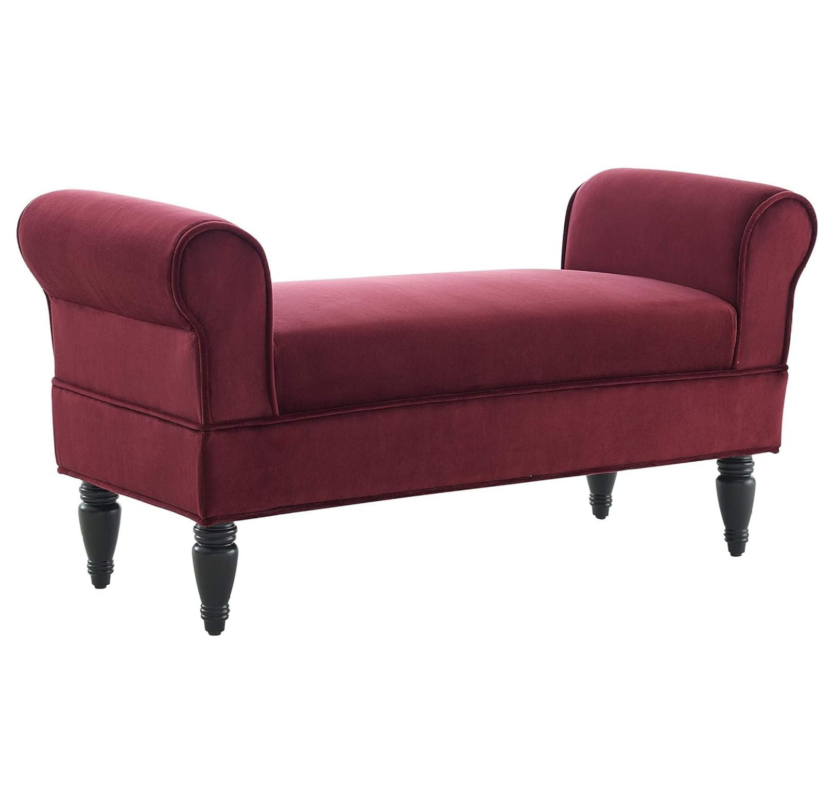 Berry Upholstered Bedroom Bench with Dark Mahogany Feet