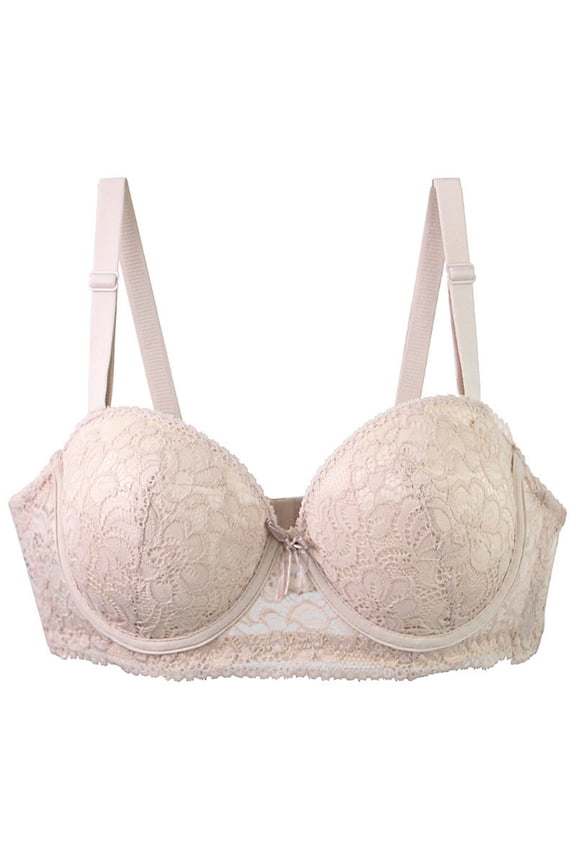 BC Cup Underwire Thin Bra, Full Bust Lift Anti-Droop Adjustable Straps Breathable Everyday Support Lingerie Beige 90C