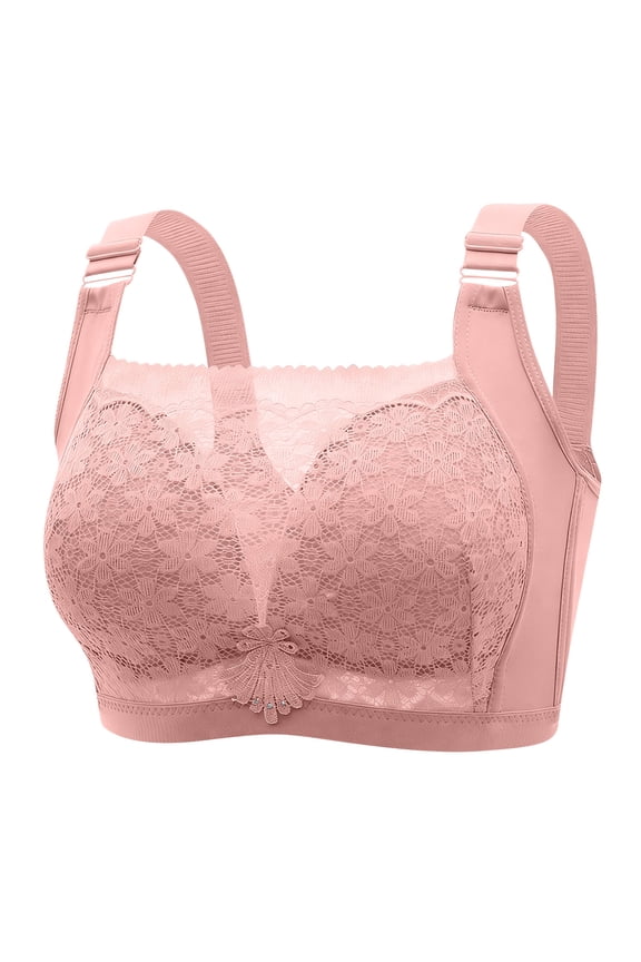 Classic Minimal Wireless Bra, Thin Light Breathable Side Support All Day Comfort Sleep Underwear Hot Pink XXL