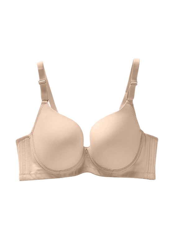 D Cup Plus Size Underwire Bra, Light Thin Cooling Fabric Full Bust Lift Anti-Droop Side Support Bralette Beige 85D