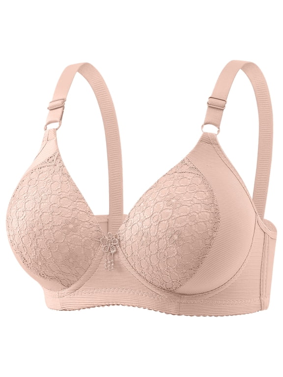 Daily Support Wireless Thin Bra, Breathable Mesh Side Lift Adjustable Straps Minimalist Bralette Pink 46
