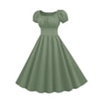 thumbnail image 1 of Ygbgbb Dresses for Women Square Neck Short Sleeve A Line Dresses Elegant Guest Dress Pleated Casual Flowy Cottagecore Maxi Dress Purple XXL, 1 of 6