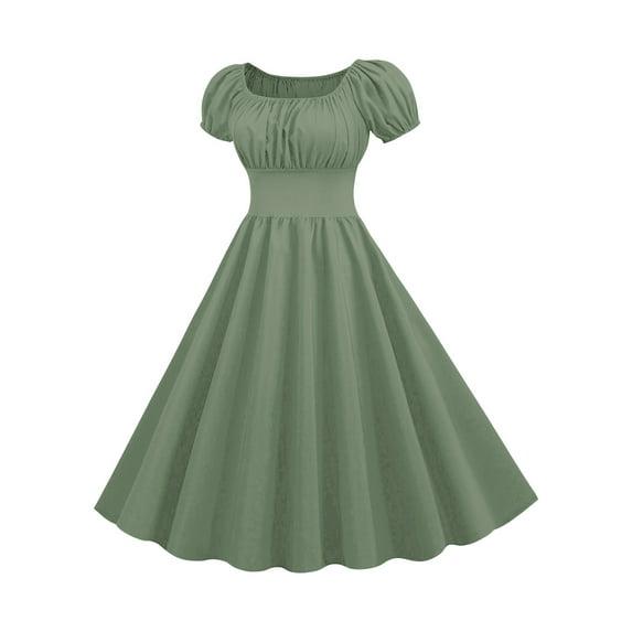 Ygbgbb Dresses for Women Square Neck Short Sleeve A Line Dresses Elegant Guest Dress Pleated Casual Flowy Cottagecore Maxi Dress Purple XXL