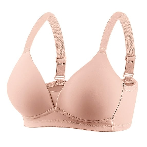 Ygbgbb Everyday Bras for Women Wireless Padded Bras Push Up Lace Strap Soft Daily Bras Comfortable Breathless Solid Color Bras Pink 90