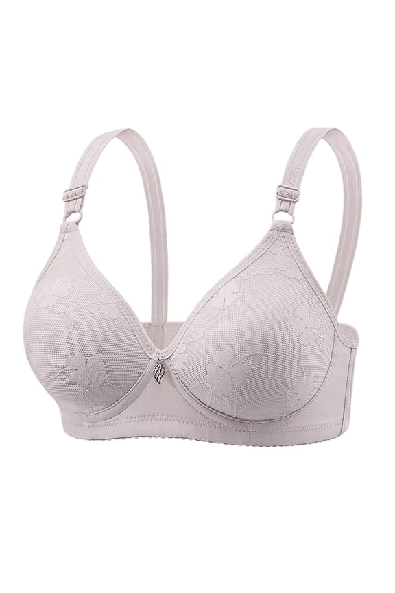 Non Magnetic Wireless Front Clip Bra, Thin Cup Strappy Tank Top Large Bust Everyday Trendy Lingerie Gray L