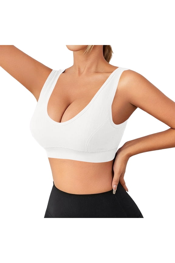 Seamless Wireless Wide Strap Tank Bra, Solid Thin Mesh Side Support All Day Comfort Sleep Top White XXL