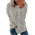 thumbnail image 1 of Ygbgbb Sweatshirt for Women Classic Solid Color Long Sleeve Tops Lightweight Crewneck Sweatshirt Casual Basic Tops Tshirts (Silver,XL), 1 of 5