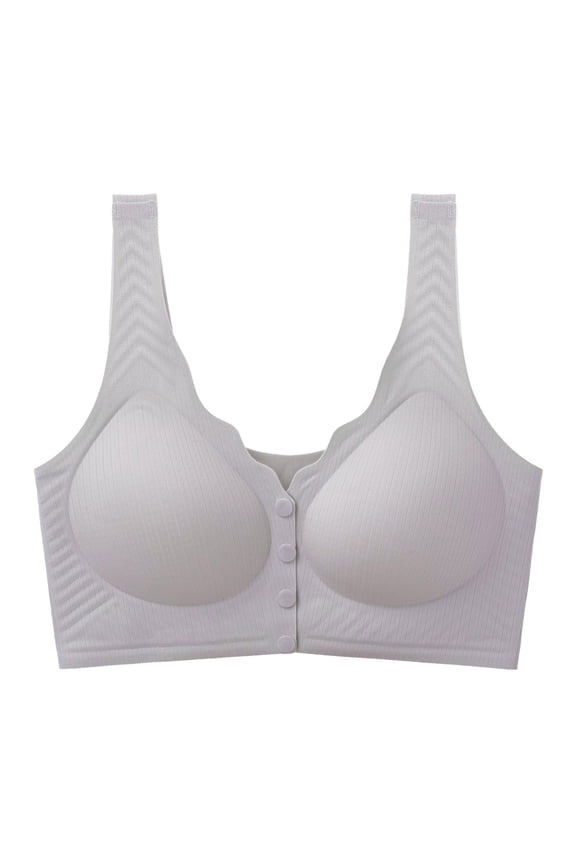 Wireless Front Clip Maternity Bra, Thin Fixed Cup Large Bust Postpartum Nursing Sleep Bralette Gray L