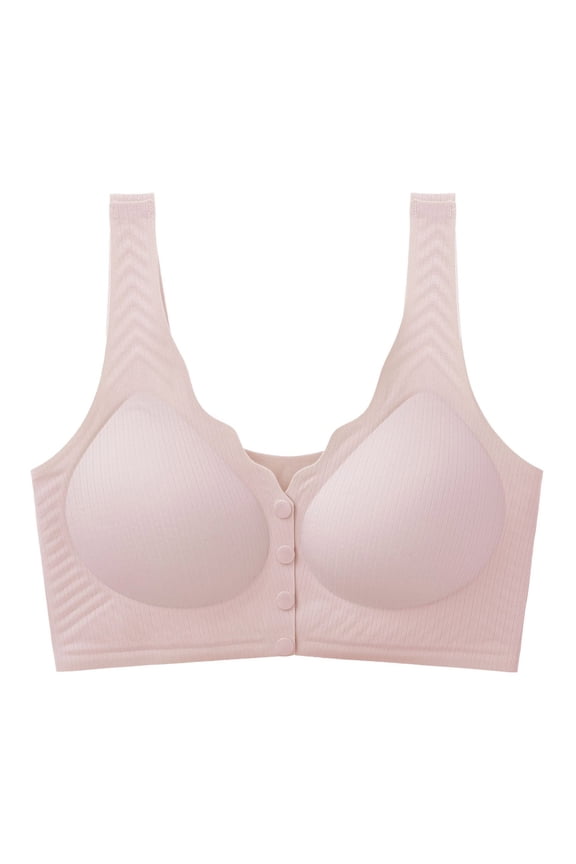 Wireless Front Clip Maternity Bra, Thin Fixed Cup Large Bust Postpartum Nursing Sleep Bralette Pink XXL