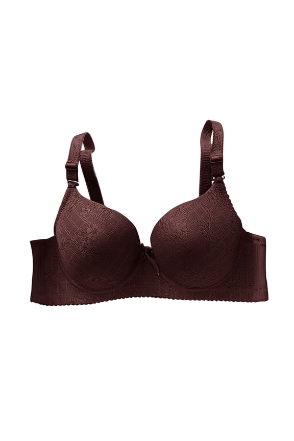 Wireless Sheer Back Lift Bra, Thin Cooling Mesh Wide Straps Trendy Minimalist Casual Lingerie Coffee M