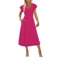 thumbnail image 1 of Ygbgbb Women's 2026 Lightweight Summer Dresses Elegant Classy Ruffle Sleeve Scoop Neck Maxi Dress Formal Cocktail Wedding Guest Dress Hot Pink XL, 1 of 7