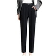 thumbnail image 1 of Ygbgbb Women's Business Straight Leg Pants with Pockets Office Work Ankle Length High Waist Suit Pants Trousers Black XL, 1 of 9