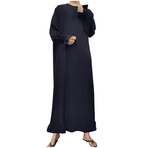 Ygbgbb Women's Contrasting Color Slim Temperament Long Skirt With Gold Foil Splicing Muslim Dress Dress (Black,L)