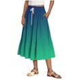 thumbnail image 1 of Ygbgbb Women's Drawstring Elastic Waist Ombre Print Tiered Maxi Skirt Flowy A-Line Ruffle Long Skirt for Casual Daily & Beach Vacation & Spring Summer Wear Green L, 1 of 7