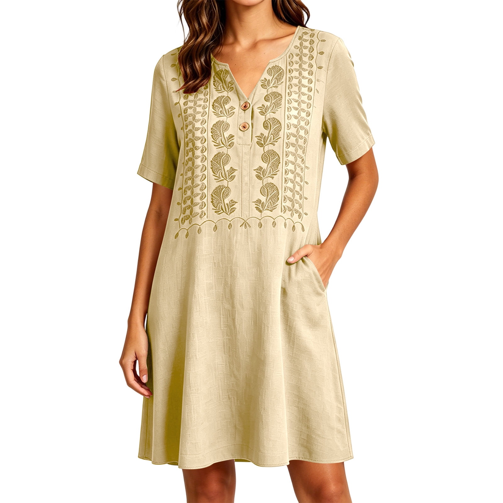 embroidered linen-blend mini dress Beach VACAY EMBROIDERED MINI DRESS XS