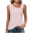 thumbnail image 1 of Ygbgbb Women's Eyelet Tops Lightweight Summer Sleeveless Blouses with Button Detail Casual Crewneck Tank Tops for Daily & Weekend Wear Pink M, 1 of 8