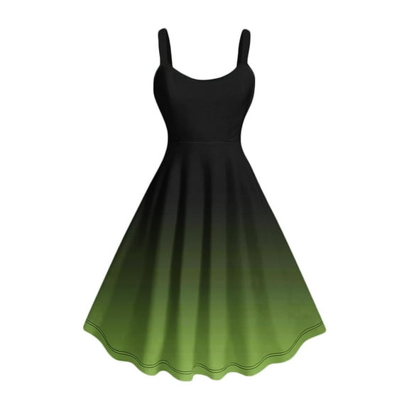 Ygbgbb Women's Gradient Color Dresses Cami Strap Mini Dress Swing Casual Summer Lightweight Dress Slim Fit Vacation Outfits Army Green S