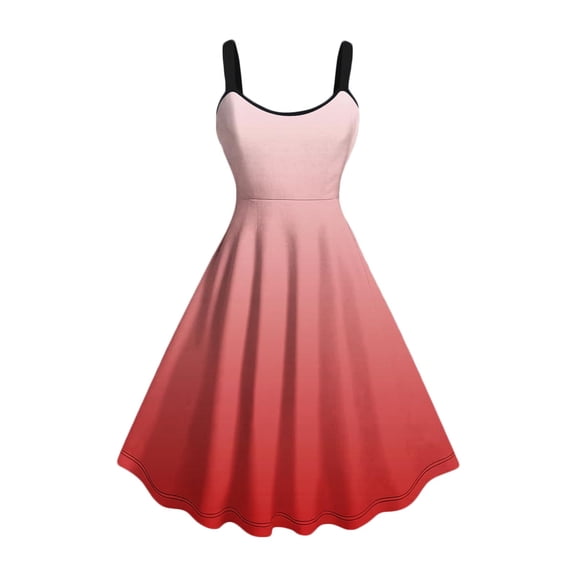 Ygbgbb Women's Gradient Color Dresses Cami Strap Mini Dress Swing Casual Summer Lightweight Dress Slim Fit Vacation Outfits Watermelon Red S