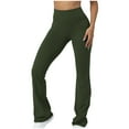 thumbnail image 1 of Ygbgbb Women's High Waist Yoga Pants Full Length Workout Running Bootcut Stretch Flare Bell Bottom Leggings with Pockets Army Green L, 1 of 5