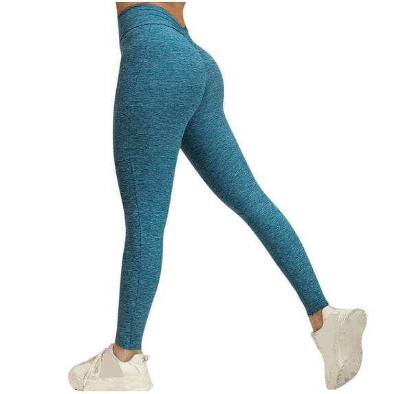 Ygbgbb Women's High Waist Yoga Pants Ruched Butt Lifting Workout Stretch Fitness Running Yoga Leggings Seamless Scrunch Textured Tights Pants Sky Blue S