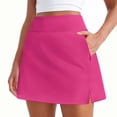 thumbnail image 1 of Ygbgbb Women's High Waisted Slit Casual Athletic Skort Solid Color Stretchy Mini Skirt with Built-in Shorts for Daily Commute Golf and Casual Wear Hot Pink XL, 1 of 8