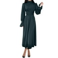 thumbnail image 1 of Ygbgbb Women's High-end Satin Long Sleeved Loose Fitting Dress Elegant Temperament Women's Evening Dress (Army Green,XL), 1 of 8
