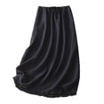 thumbnail image 1 of Ygbgbb Women's Lightweight Summer Cotton Linen Skirt Flowy Bohemian Beach A-Line Midi Skirt Solid Elastic Waist Casual Daily Skirt Navy XXL, 1 of 7