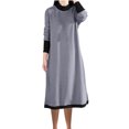 thumbnail image 1 of Ygbgbb Women's Loose Patchwork Solid Color High Neck Long Sleeved Dress (Gray,XXL), 1 of 8