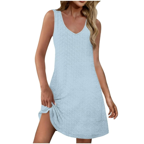 Ygbgbb Women's Maxi Dresses Lightweight Summer Spaghetti Strap Dress Daily Casual Dress with Pockets Loose Boho Beach Dresses Light Blue XL