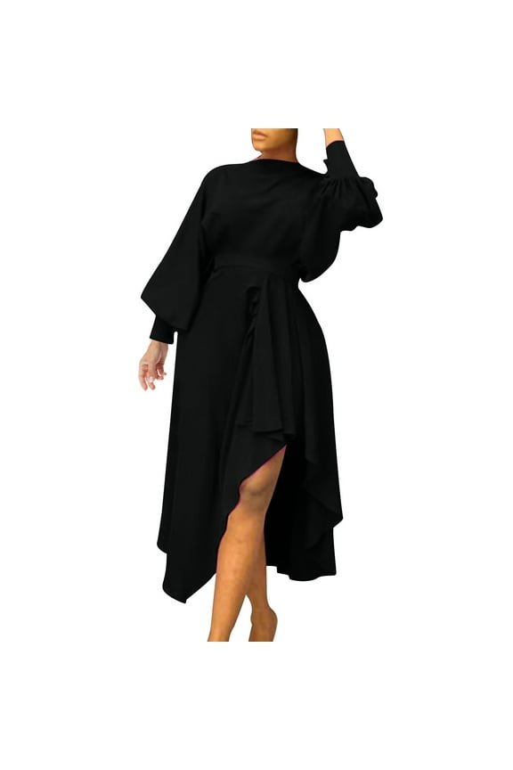 Women's One Shoulder Of The Bride Pant Suit For Wedding 2 Piece Wide Leg Slit Formal Pant Suits (Black,XL)