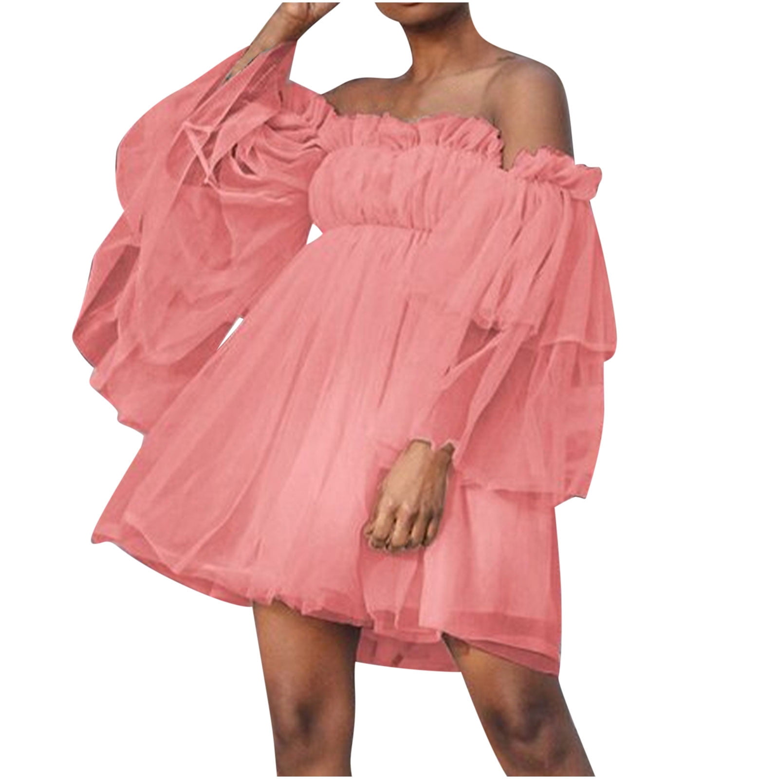 Sexy Simplicity Solid Flounce Fold V Neck Long Sleeve Dresses Sexy Simplicity Solid Flounce Fold V Neck Long Sleeve Dresses