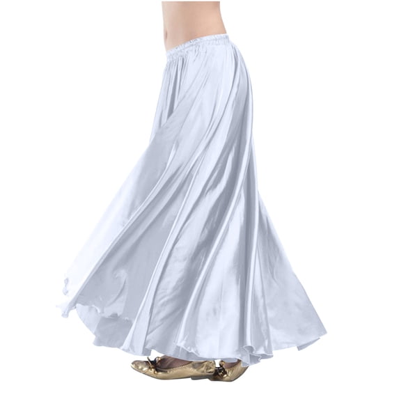 Ygbgbb Women's Satin Full Circle Maxi Skirt Lightweight Daily Casual Skirt Trendy Flowy High Waisted Long Skirt for Performance Party and Formal Occasions Gray Free Size