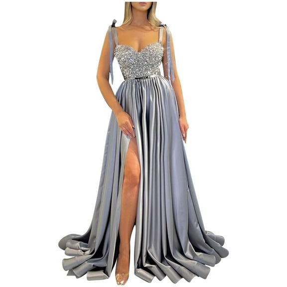 Ygbgbb Women's Sexy Temperament Splicing Sequined Banquet Evening Dress Jumpsuit (Gray,L)