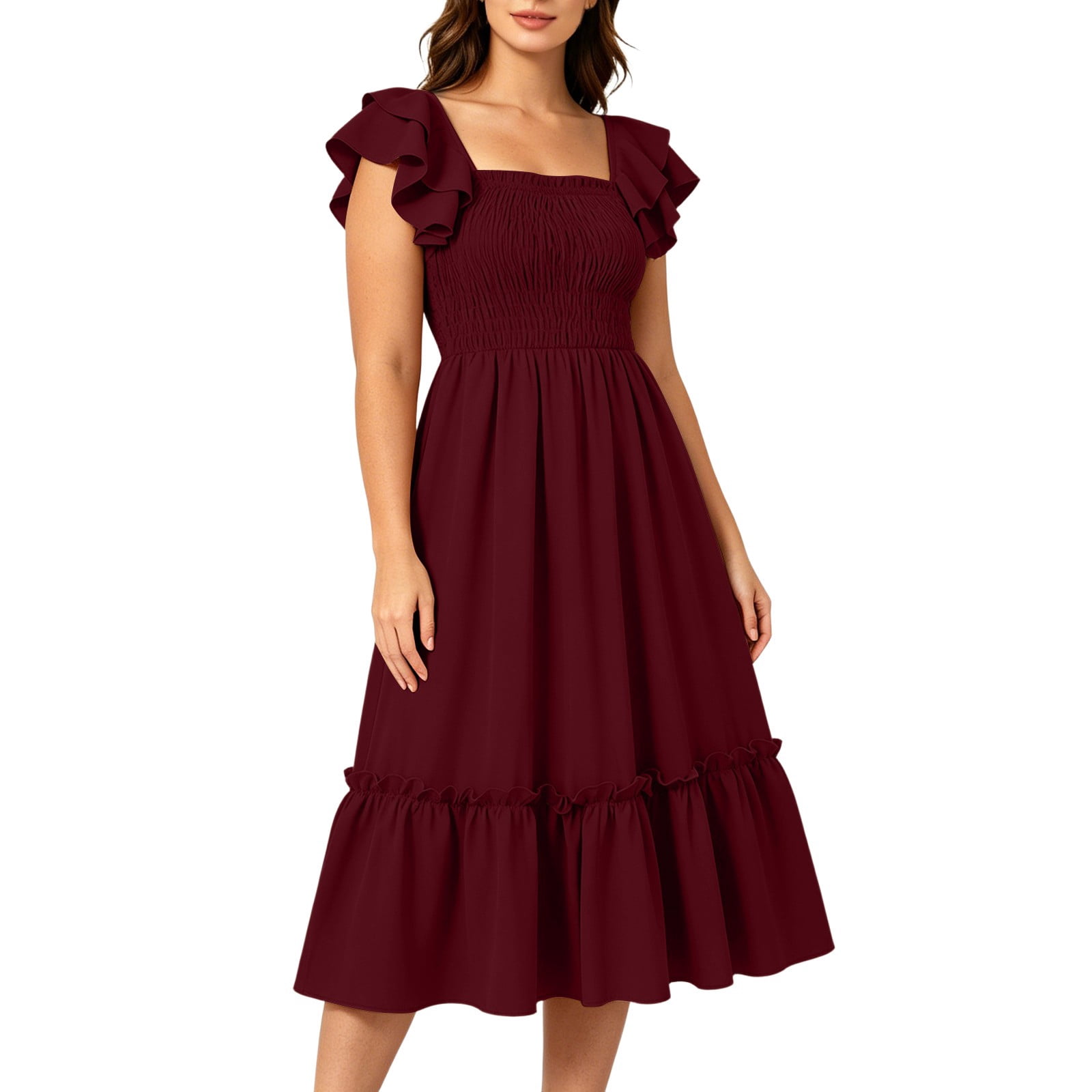gathered bust midi dress Pima Cotton Gathered Bust Midi Dress Women UK Wedding Guest Garden P SOLARMEMORIAL