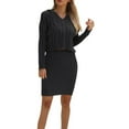 thumbnail image 1 of Ygbgbb Women's Two-piece Solid Color Knitted Long-sleeved Slim Hip Skirt Suit (Black,M), 1 of 5