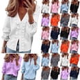 thumbnail image 1 of Ygbgbb Women's V Neck Button Down Blouses Lightweight Summer Shirts Casual Long Sleeve Shirt for Daily & Work & Vacation Wear Black M, 1 of 9