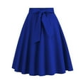 thumbnail image 1 of Ygbgbb Women's Vintage High Waist Flared Skirt Lightweight Spring Summer Midi Skirt Solid Color A-Line Swing Skirt for Office, Date Night, and Everyday Outfits Blue S, 1 of 5