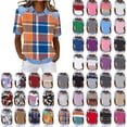 thumbnail image 1 of Ygbgbb Women's Waffle Knit Tops Lightweight Spring Summer Casual Shirts Color Block Short Sleeve Collared Blouses for Daily Wear Purple S, 1 of 6