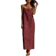 thumbnail image 1 of Ygbgbb Women's Washed Crinkle Cami Maxi Dress, Solid Color Sleeveless Spaghetti Strap Beach Sundress with Loose Fit Wine M, 1 of 9