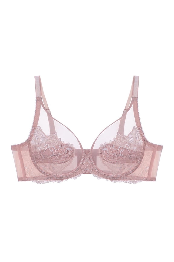 Women's Wide Back Cross Support Front Snap Lace Wireless Bra, Full Coverage Breathable Mesh Plus Size Comfort Lingerie Hot Pink M