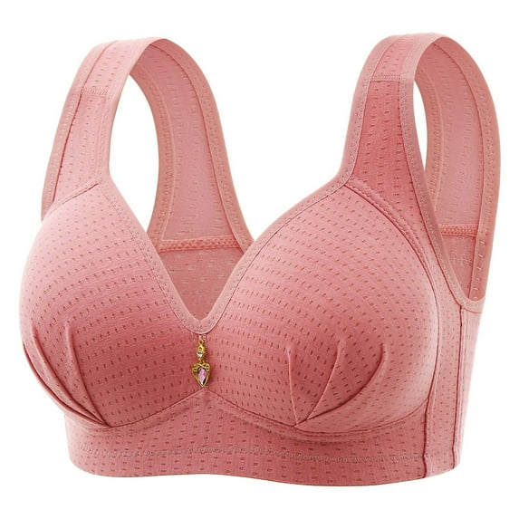 Ygbgbb Womens Bras No Underwire Wireless Bras Gather Comfortable Breathable Underwear Embroidered Glossy Bra Underwear No Rims Everyday Bras (Pink,44)