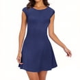 thumbnail image 1 of Ygbgbb Womens Cap Sleeve Fit Dresses Lightweight Summer Casual Dress Fashion Mini Dress for Cocktail Graduation Formal Party Club Navy M, 1 of 9