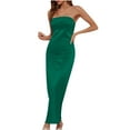 thumbnail image 1 of Ygbgbb Womens Cocktail Dresses Maxi Dress Sexy Slim Waist Strapless Dresses Pleated Long Summer Dresses Square Neck Solid Color Sleeveless Dresses Green S, 1 of 6