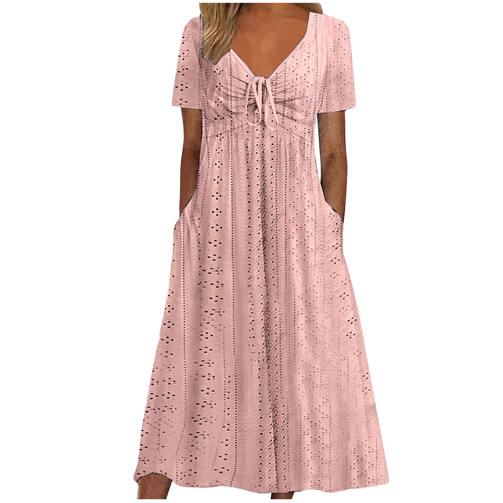 Ygbgbb Womens Dresses Fashion Solid Color Short Sleeve Summer Dresses ...