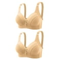thumbnail image 1 of Ygbgbb Womens Everyday Bras 2PC Wireless Push Up Lace Daily Bras Padded Seamless Solid Color Comfortable Breathless Soft Bras Khaki 42, 1 of 6