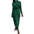 thumbnail image 1 of Ygbgbb Womens Fall Dresses Long Sleeve Dresses Solid Color Round Neck Pleated Waist Casual Maxi Dress Green XL, 1 of 6