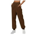 thumbnail image 1 of Ygbgbb Womens High Waisted Baggy Sweatpants 2024 Fall Jogger Pants Solid Loose Fit Lounge Trousers with Pockets (Brown,XXL), 1 of 5